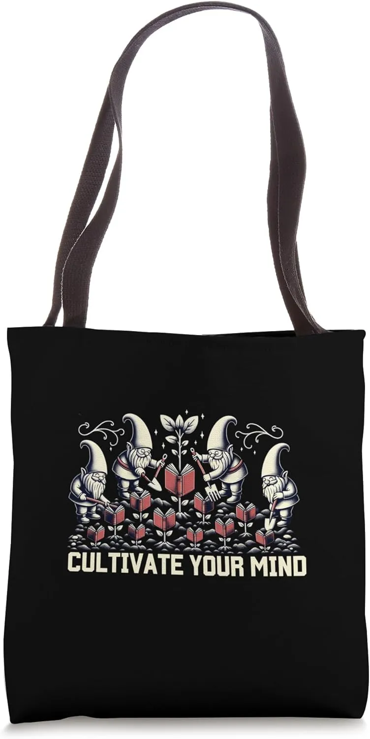 Cultivate Your Mind Reading Gnomies Bookreading Gnome Tote Bag