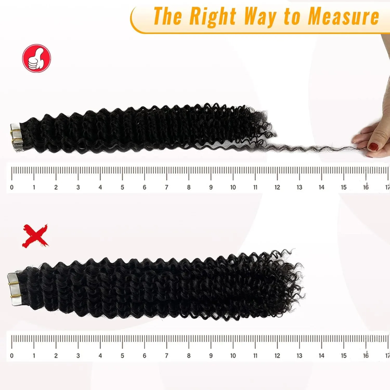 Curly Tape ins 20 pcs Kinky Curly Tape in Hair Extensions Human Hair Natrual Black for Women 24 Inch 50G