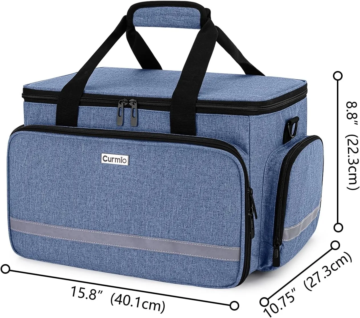 CURMIO Nurse Bag, Medical Bag with Inner Dividers and No-Slip Bottom for Home Visits, Health Care, Hospice, For Nursing Students, Physical Therapists, Doctors,Blue (Patent Pending)