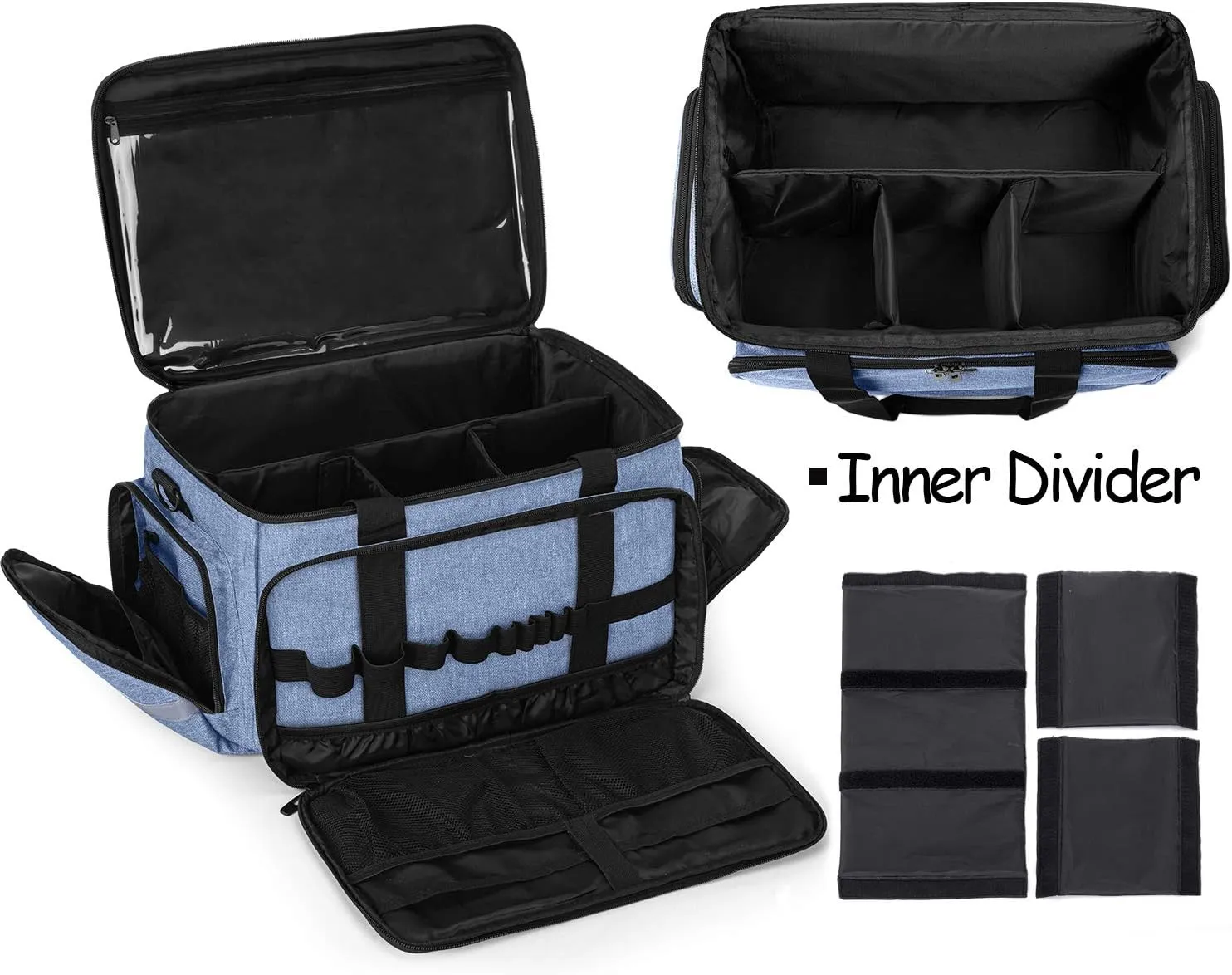 CURMIO Nurse Bag, Medical Bag with Inner Dividers and No-Slip Bottom for Home Visits, Health Care, Hospice, For Nursing Students, Physical Therapists, Doctors,Blue (Patent Pending)