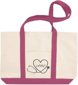 Custom Canvas Shopping Tote Personalized Monogram Nurse Doctor Stethoscope I Beach Bags for Women