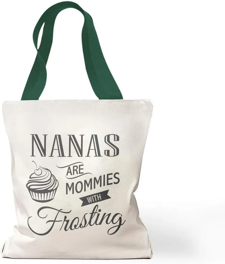 Custom Canvas Tote Shopping Bag Nanas Are Mommies with Frosting A Family & Friends Cupcake Design