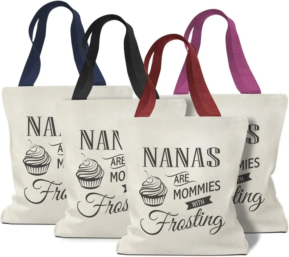 Custom Canvas Tote Shopping Bag Nanas Are Mommies with Frosting A Family & Friends Cupcake Design