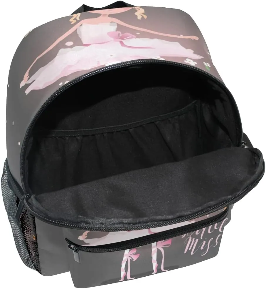 Custom Kids Back PackPersonalized Name/Text Todder Backpack Ballerina with Flowers Preschool Kindergarten Book Bag Practical and Durable Daycare Bag for Travel,Toys