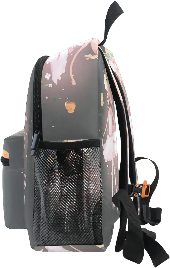 Custom Kids Back PackPersonalized Name/Text Todder Backpack Ballerina with Flowers Preschool Kindergarten Book Bag Practical and Durable Daycare Bag for Travel,Toys