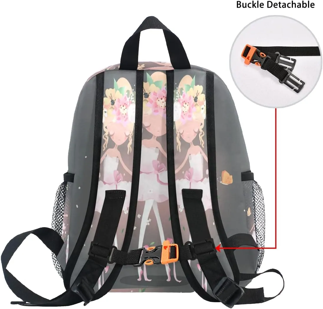 Custom Kids Back PackPersonalized Name/Text Todder Backpack Ballerina with Flowers Preschool Kindergarten Book Bag Practical and Durable Daycare Bag for Travel,Toys