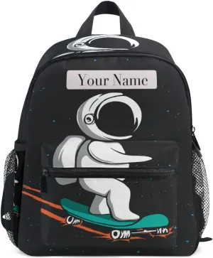 Custom Kid's Name Toddler Backpack,Personalized Backpack with Name/Text Daycare Bag,Cute Skateboard Astronaut Kindergarten Book Bag Practical and Durable Daycare Bag for Travel,Toys