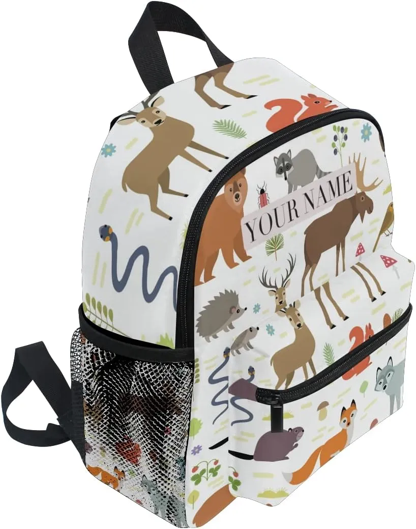 Custom Kid's Name Toddler Backpack,Personalized Name/Text Toddler Backpack Collection Of Animal Book Bag Practical and Durable Daycare Bag for Travel,Toys