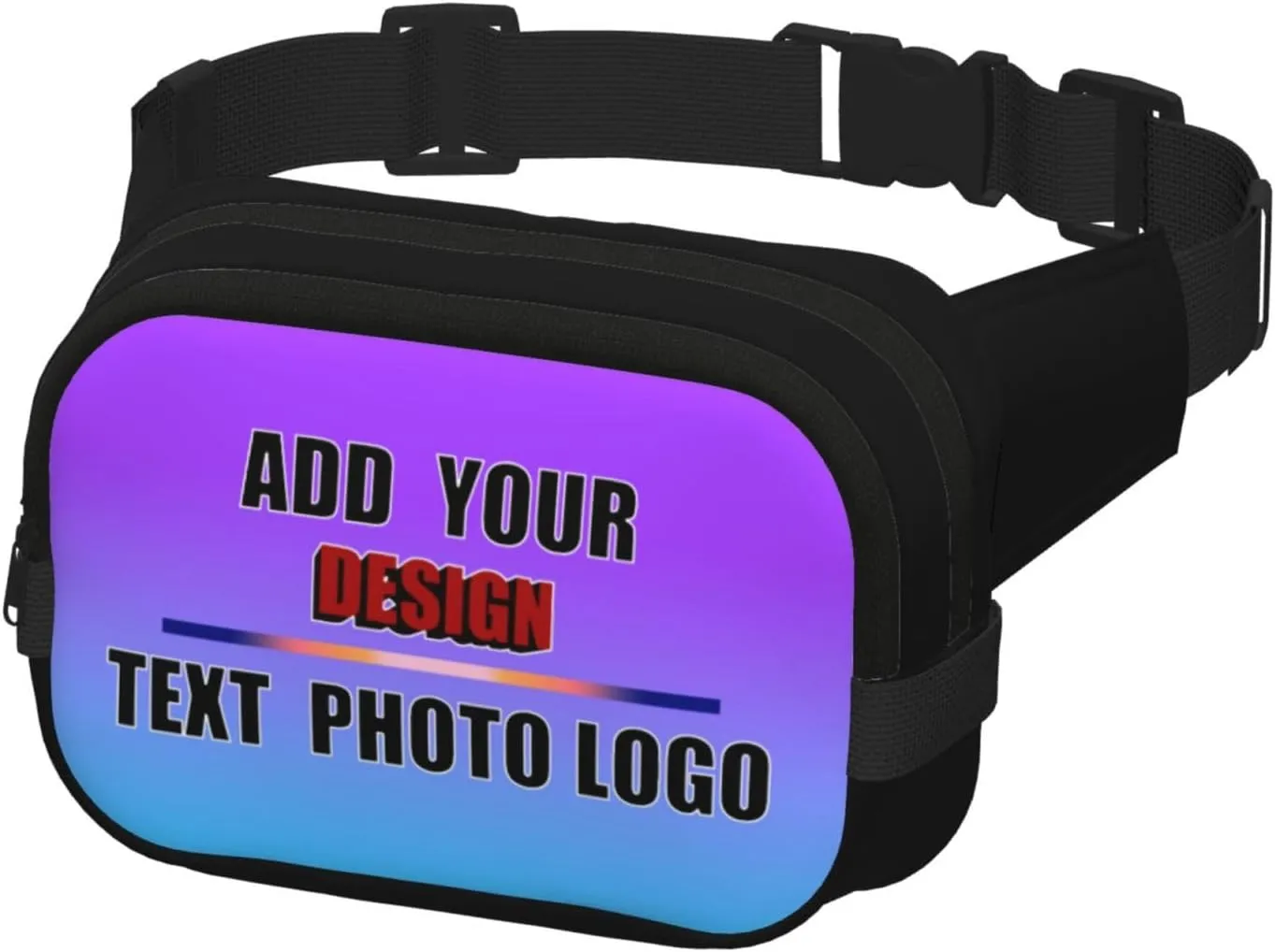 Customized Hands-Free Waist Pack Add Your Text Logo Photo Fanny Bag for Travel Running Outdoor Adventures