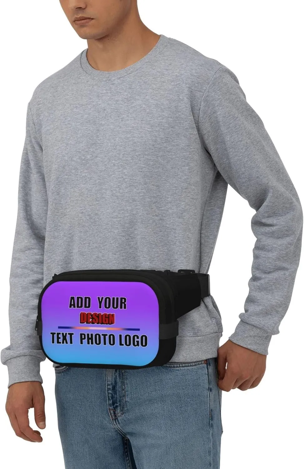 Customized Hands-Free Waist Pack Add Your Text Logo Photo Fanny Bag for Travel Running Outdoor Adventures