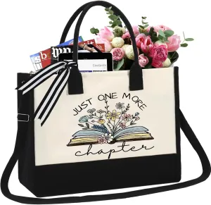 Cute Canvas Tote Bag Gifts for Book Lovers - Valentines, Birthday Gifts for Book Lovers Women - Reading Accessories,Library Present, Librarian, Bookish and Readers