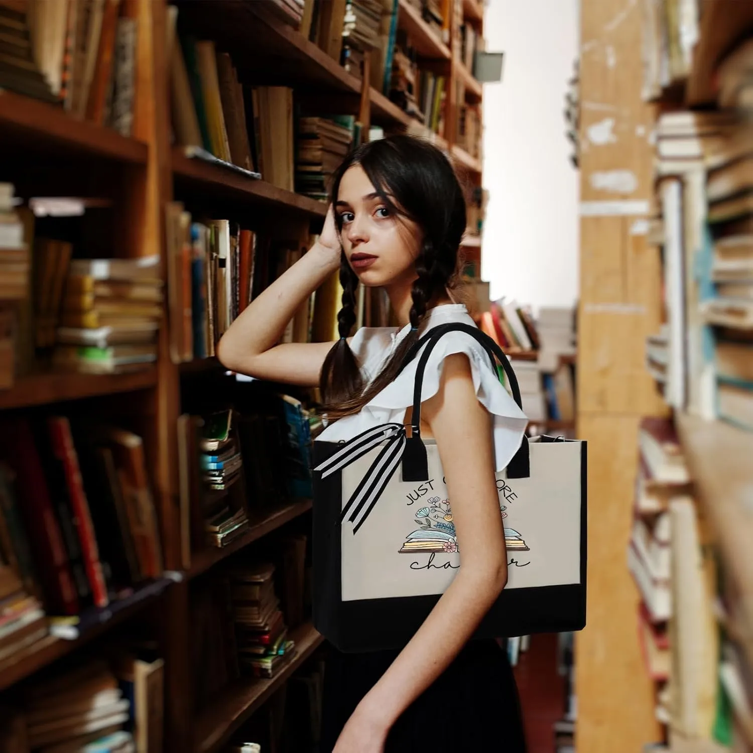 Cute Canvas Tote Bag Gifts for Book Lovers - Valentines, Birthday Gifts for Book Lovers Women - Reading Accessories,Library Present, Librarian, Bookish and Readers