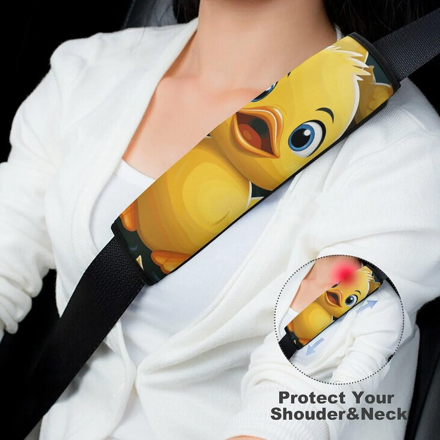 Cute Duck Animal Auto Seat Belt Cover 2PCS Universal Car Seat Belt Shoulder Protector Pad, Protect Your Shoulders and Neck for Car Seat Belt, Shoulder Bag, Backpack
