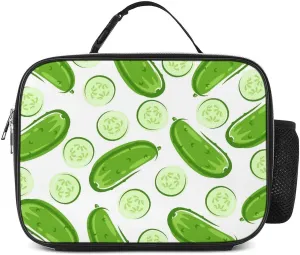 Cute Green Cucumbers Insulated Lunch Bag for Women Men Leakproof Durable Reusable Cooler Lunch Box Tote for Work Travel Hiking Camping