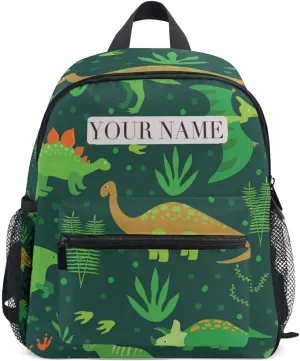 Cute Kids Back Pack Custom Preschool Backpack,Personalized Backpack with Name/Text Toddler Backpack Green Dinosaurs Kindergarten Book Bag Practical and Durable Daycare Bag for Travel,Toys