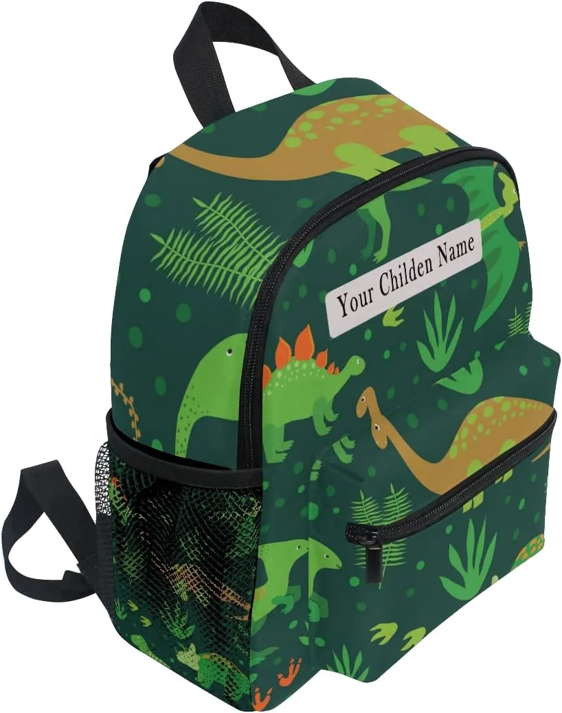 Cute Kids Back Pack Custom Preschool Backpack,Personalized Backpack with Name/Text Toddler Backpack Green Dinosaurs Kindergarten Book Bag Practical and Durable Daycare Bag for Travel,Toys