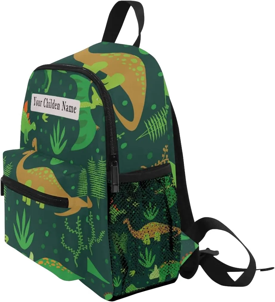 Cute Kids Back Pack Custom Preschool Backpack,Personalized Backpack with Name/Text Toddler Backpack Green Dinosaurs Kindergarten Book Bag Practical and Durable Daycare Bag for Travel,Toys