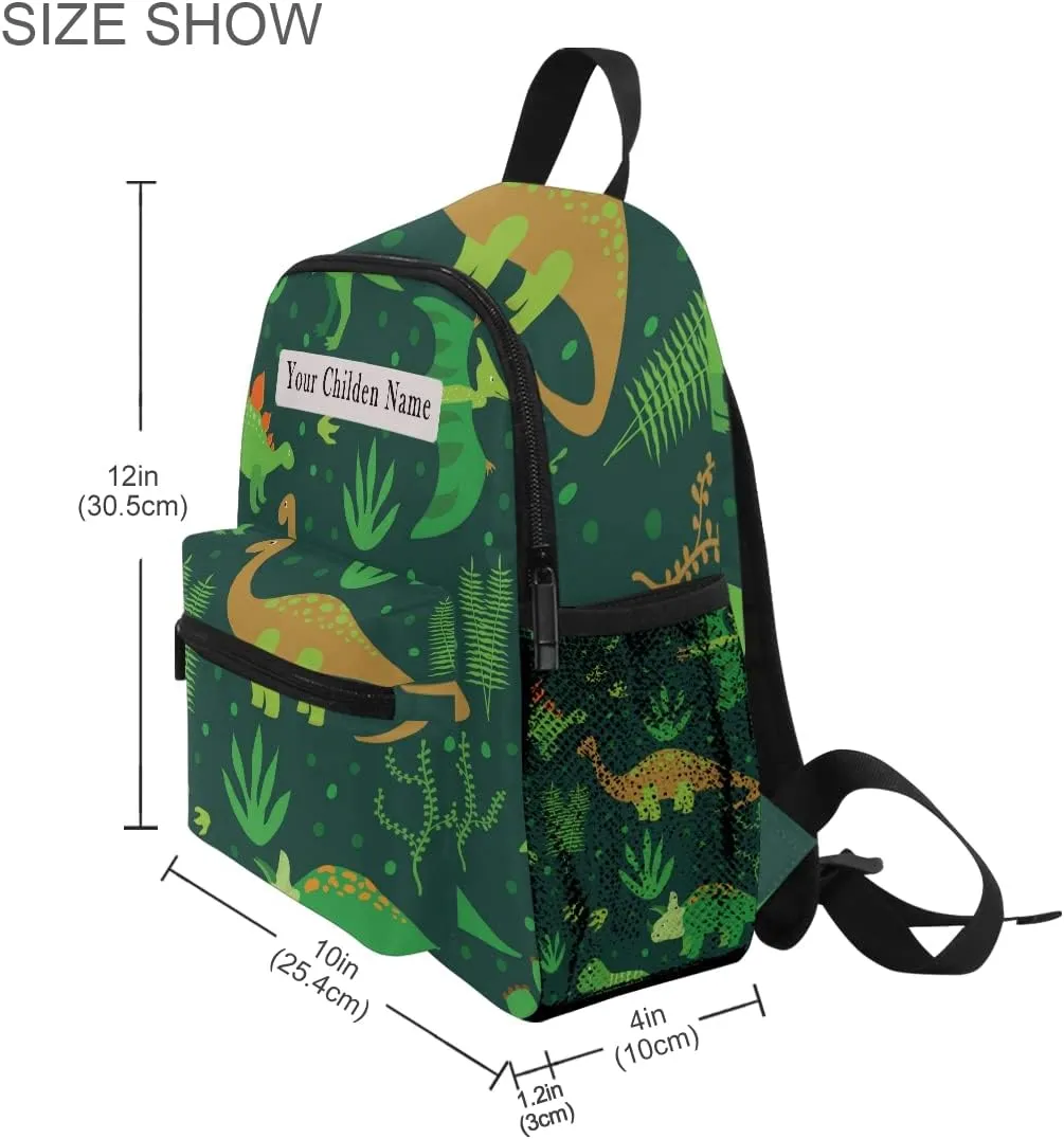 Cute Kids Back Pack Custom Preschool Backpack,Personalized Backpack with Name/Text Toddler Backpack Green Dinosaurs Kindergarten Book Bag Practical and Durable Daycare Bag for Travel,Toys