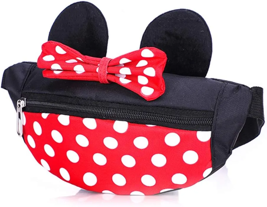 Cute Mini Mouse Fanny Pack for Little Girls Travel Crossbody Purse Small Children Kids Waist Bag Baby Toddler Girls Accessories Outfit Child Cross Body Purse Girl Waist Pack Toddler Bag