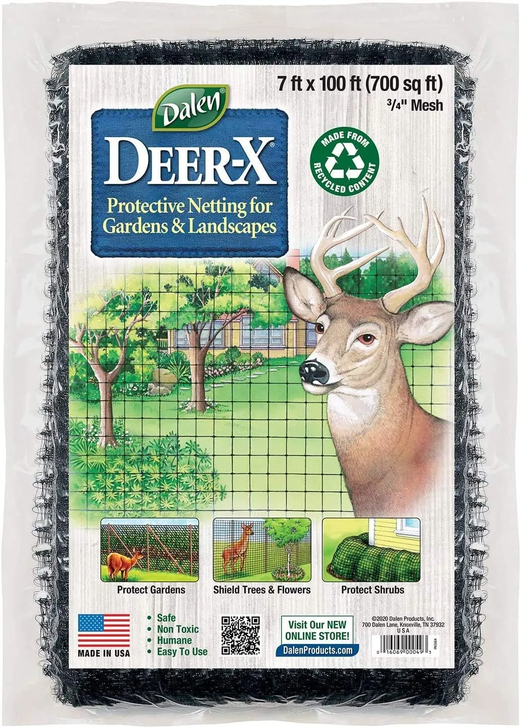 Dalen Deer X Protective Netting for Gardens and Landscapes - 7′ x 100′ - Strong and Durable 3/4″ Polypropylene Mesh with UV Inhibitors