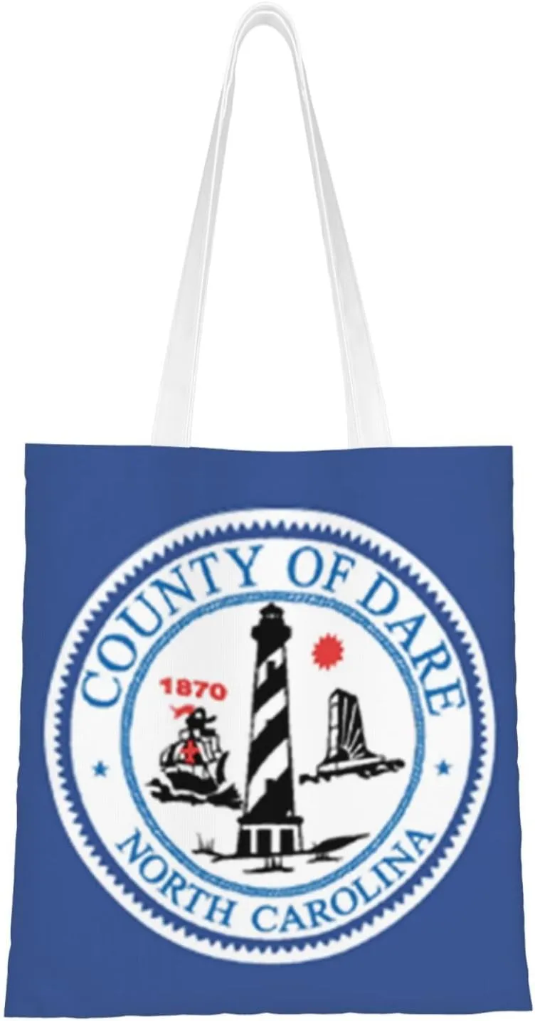 Dare County Flag Tote Bag for Women Canvas Shopping Bags Reusable Large Capacity Casual Shoulder Handbags Grocery Bags DIY Gift Bags