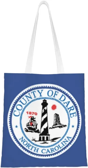 Dare County Flag Tote Bag for Women Canvas Shopping Bags Reusable Large Capacity Casual Shoulder Handbags Grocery Bags DIY Gift Bags