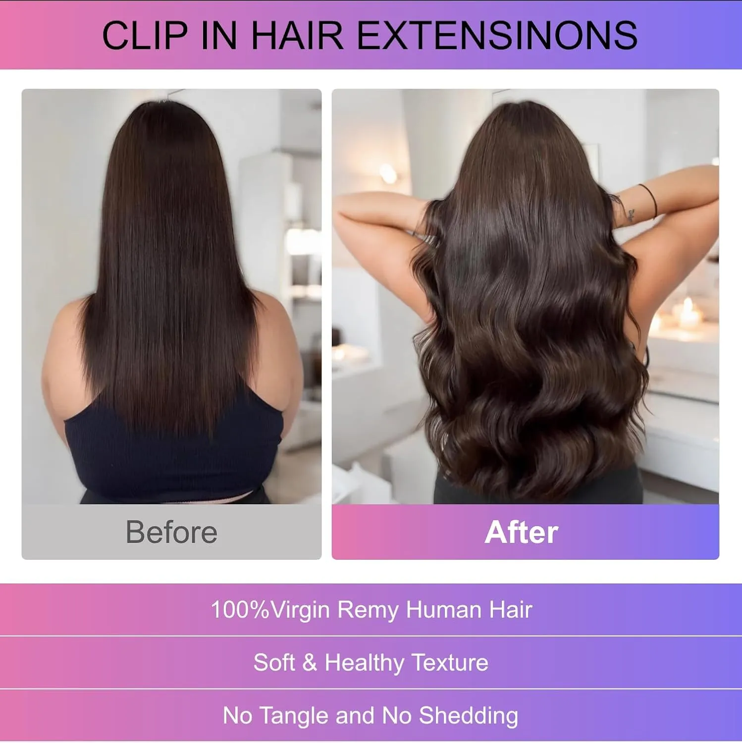 Dark Brown Clip in Hair Extensions, 18 Inch 100g/3.5oz, 2 Dark Brown Hair Extensions Real Human Hair, Invisible Seamless Remy Human Hair Clip Extensions for Women 8pcs Per Set with Double Weft