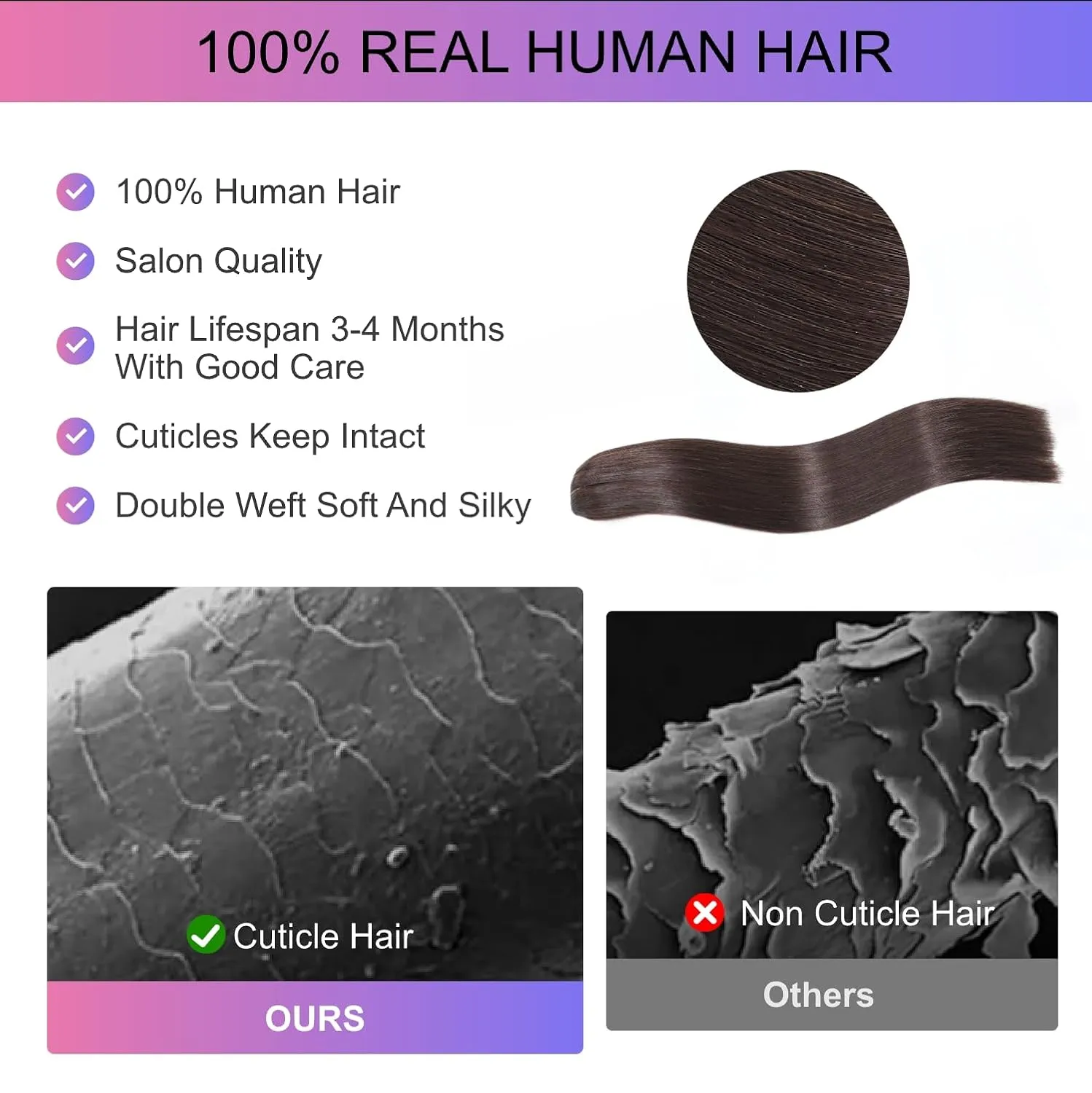 Dark Brown Clip in Hair Extensions, 18 Inch 100g/3.5oz, 2 Dark Brown Hair Extensions Real Human Hair, Invisible Seamless Remy Human Hair Clip Extensions for Women 8pcs Per Set with Double Weft