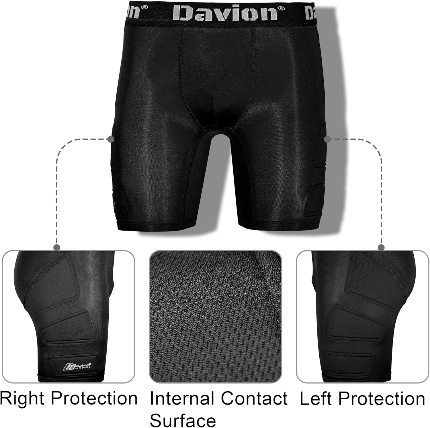 Davion 2 Packs Boys Baseball Sliding Padded Compression Shorts with 2 Athletic Cups Youth Underwear for Football, Lacrosse