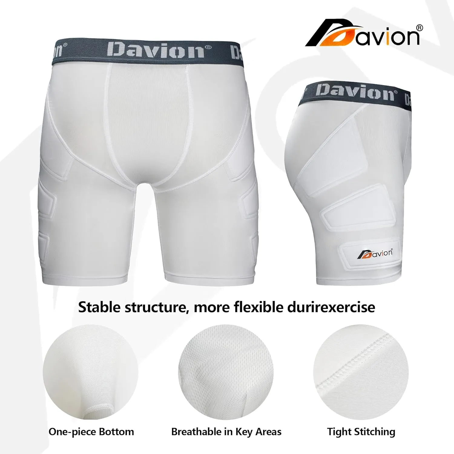 Davion 2 Packs Boys Baseball Sliding Padded Compression Shorts with 2 Athletic Cups Youth Underwear for Football, Lacrosse