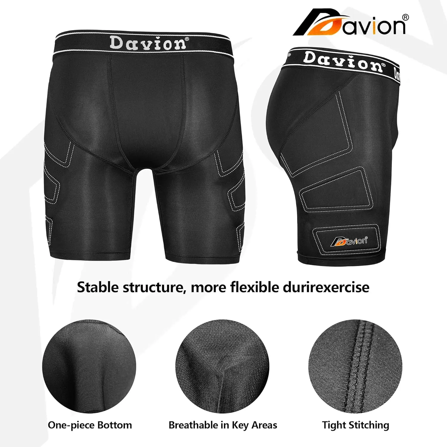 Davion 2 Packs Boys Baseball Sliding Padded Compression Shorts with 2 Athletic Cups Youth Underwear for Football, Lacrosse