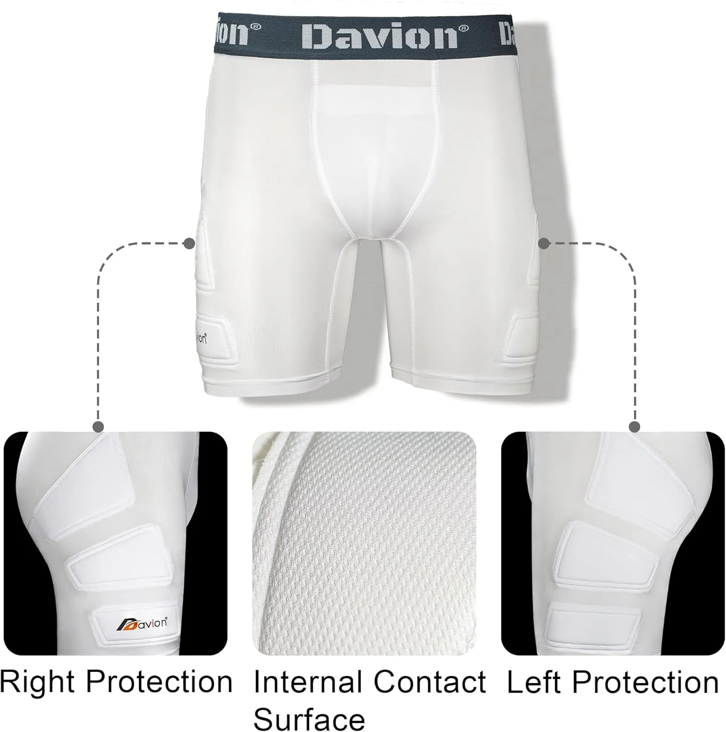 Davion 2 Packs Boys Baseball Sliding Padded Compression Shorts with 2 Athletic Cups Youth Underwear for Football, Lacrosse