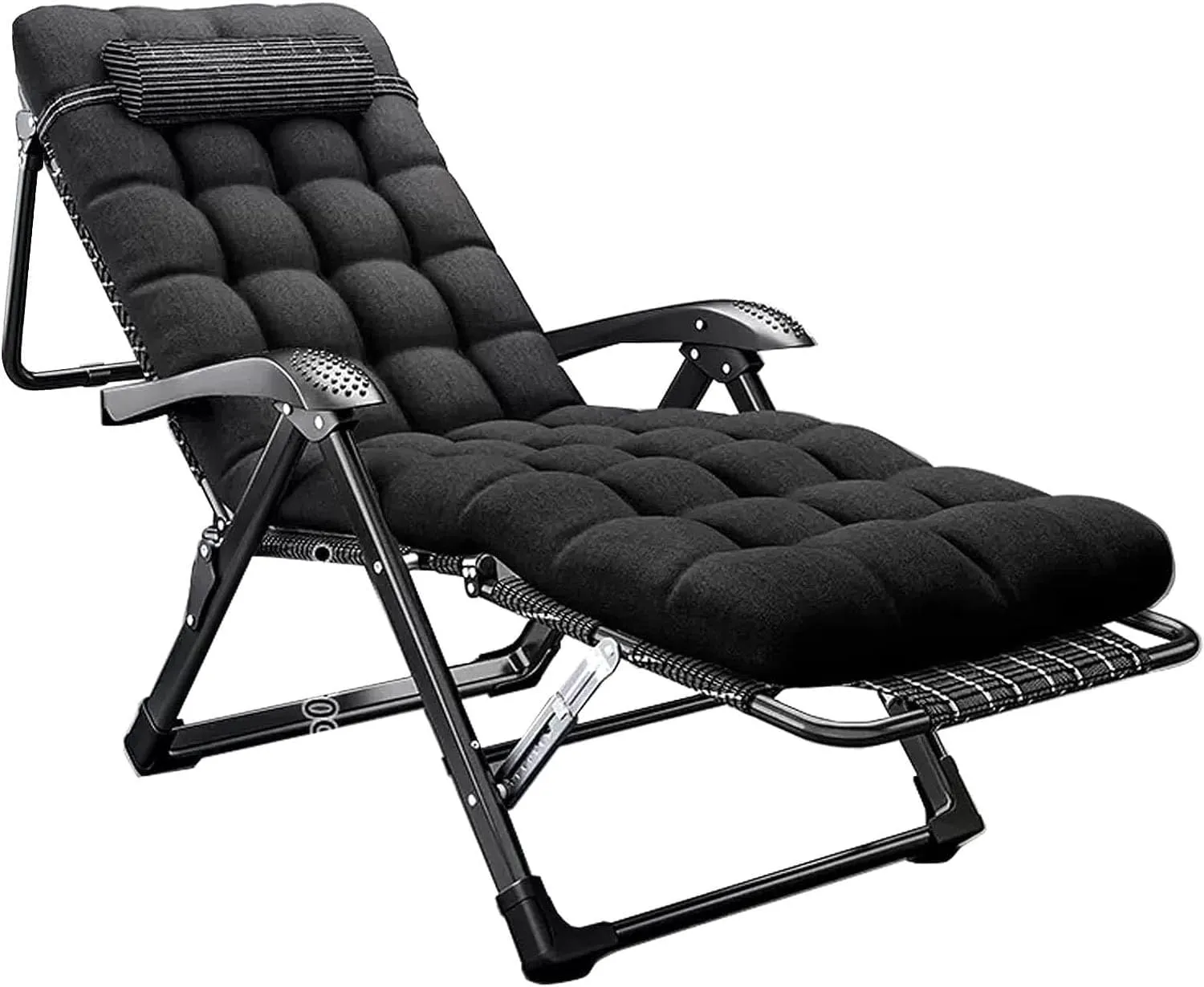 Deck Chair Outdoor Reclining Camping Chair with Padded Cushions Portable Folding Sun Lounger for Garden and Deck Adjustable Armchair for Adults Travel Office and Indoor Use
