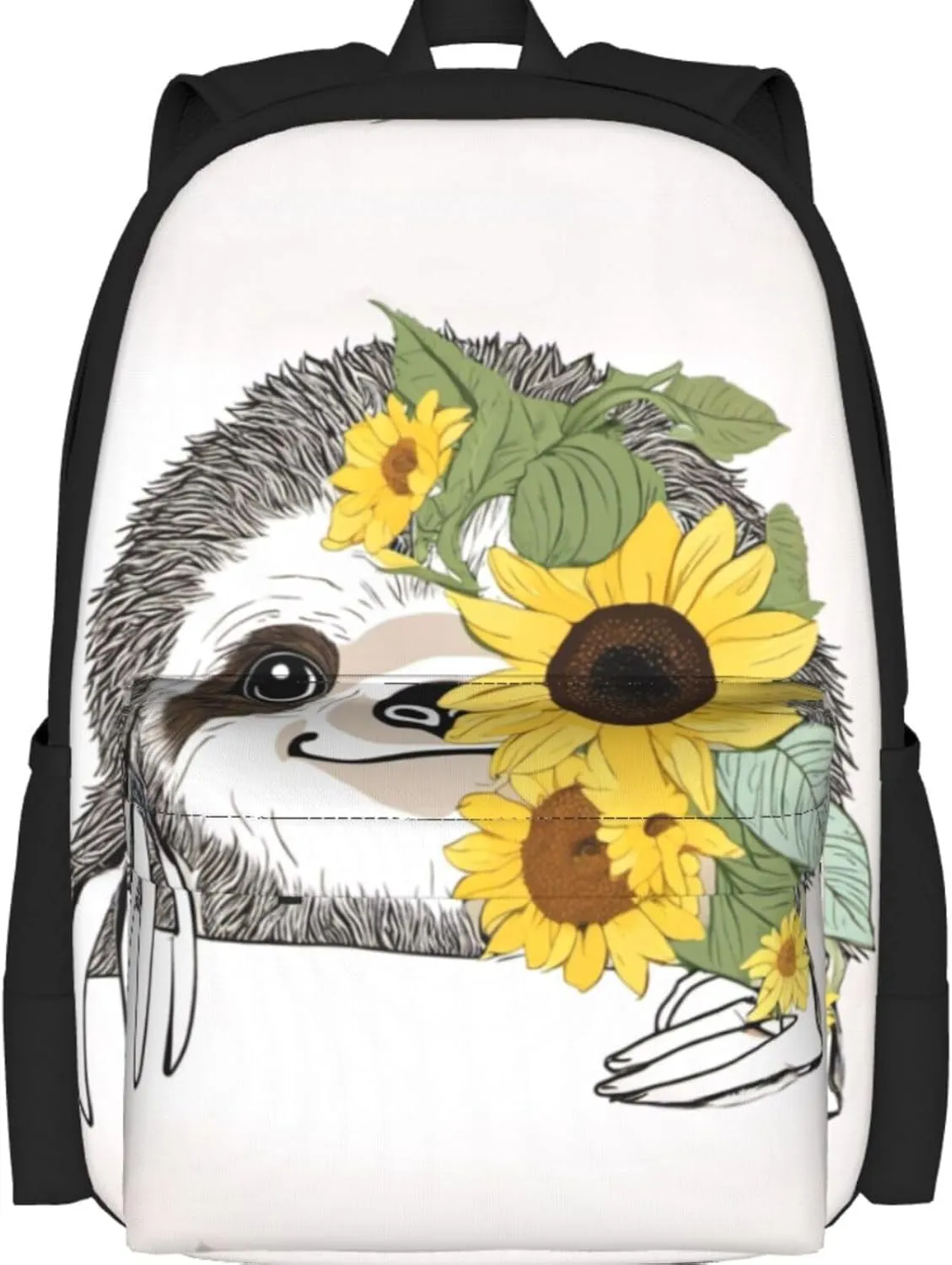 Delerain Sloth Sunflower School Backpack Lightweight Travel Daypack Shoulder Bag 17 Inch Plus Laptop Bag Book bag for 1-6th Grade Teens Boys Girls