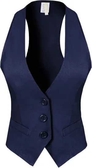 Design by Olivia Women's Dressy Casual Versatile Racerback Vest Tuxedo Suit Waistcoat