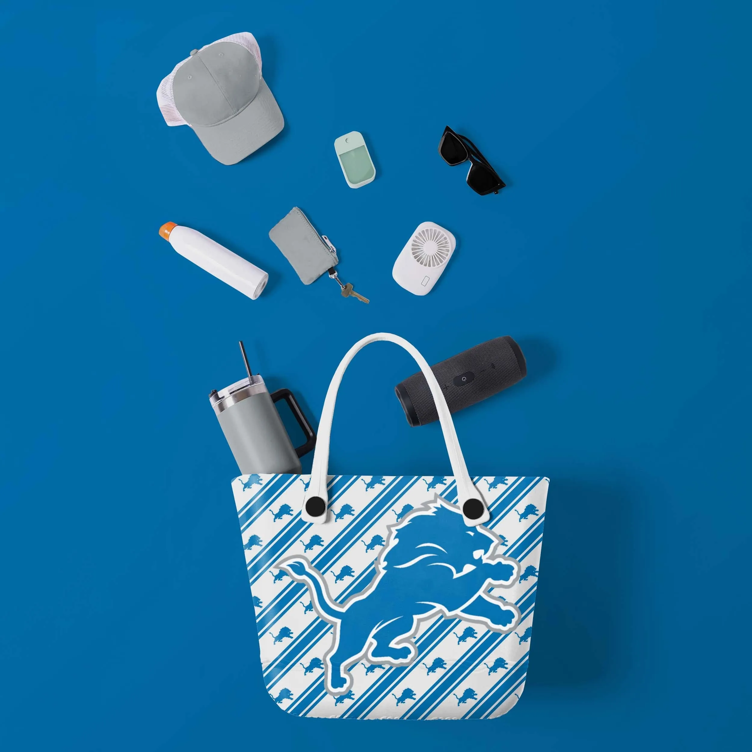 Detroit Lions Big Logo Mini Print Tailgate Tote Bag