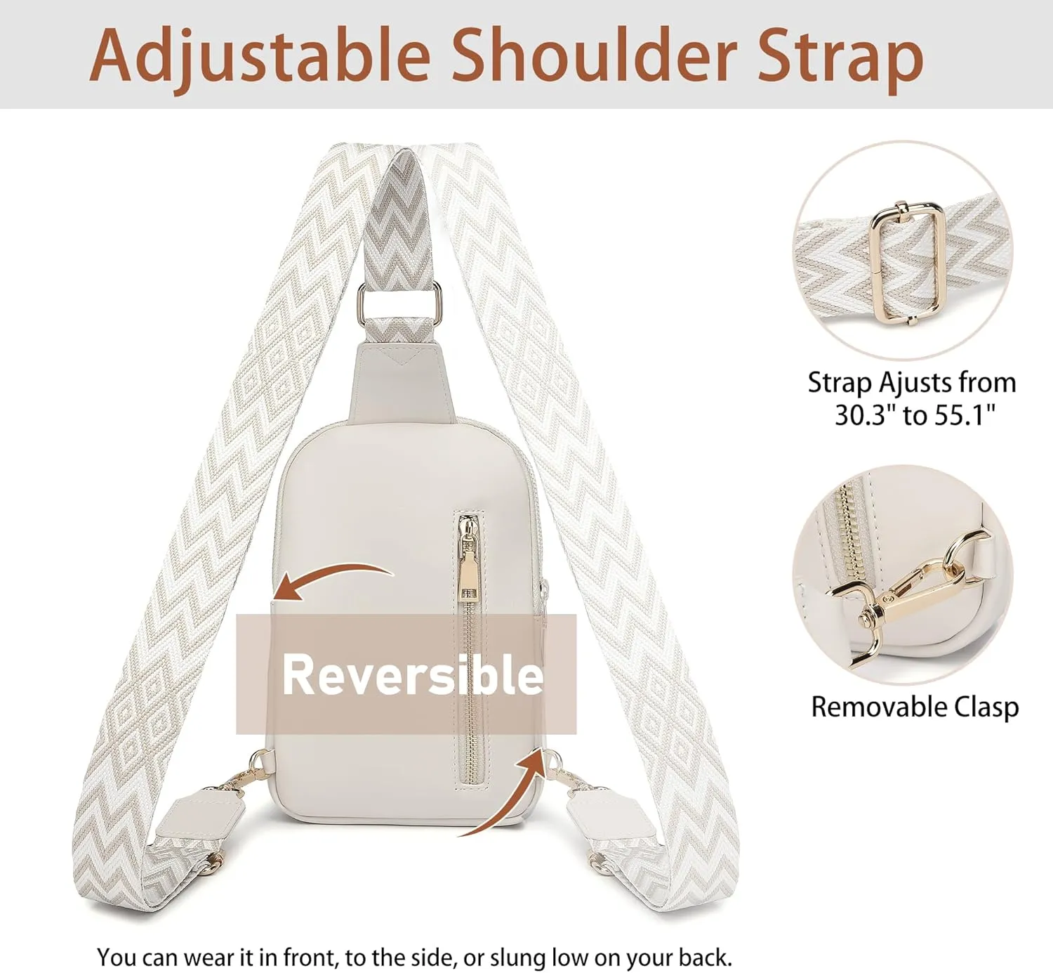 DIOMO Anti Theft Small Sling Bag for Women Cross Body Bag Trendy, RFID Fanny Packs Vegan Leather for Women Travel Belt Purse