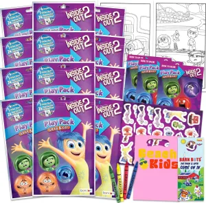 Disney Inside Out 2 Birthday Party Favors and Supplies Bundle - 12 Inside Out Activity Play Packs for Boys, Girls with Mini Coloring Books, Loot Bags, and More | Inside Out 2 Party Favors Set
