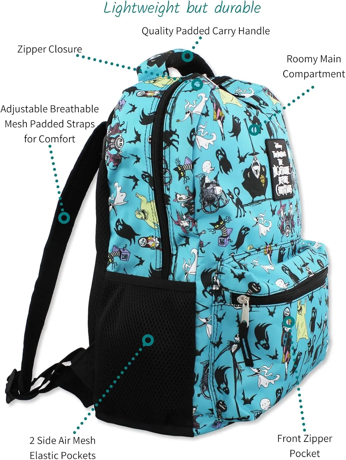 Disney Nightmare Before Christmas Kids 16 Inch School Backpack (One Size, Teal)