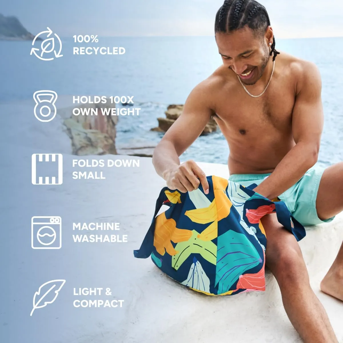 Dock & Bay Everyday Beach Tote Bag - Reusable Carrier Bag for Daily Use - Carries Up to 10kg - 100% Recycled Materials