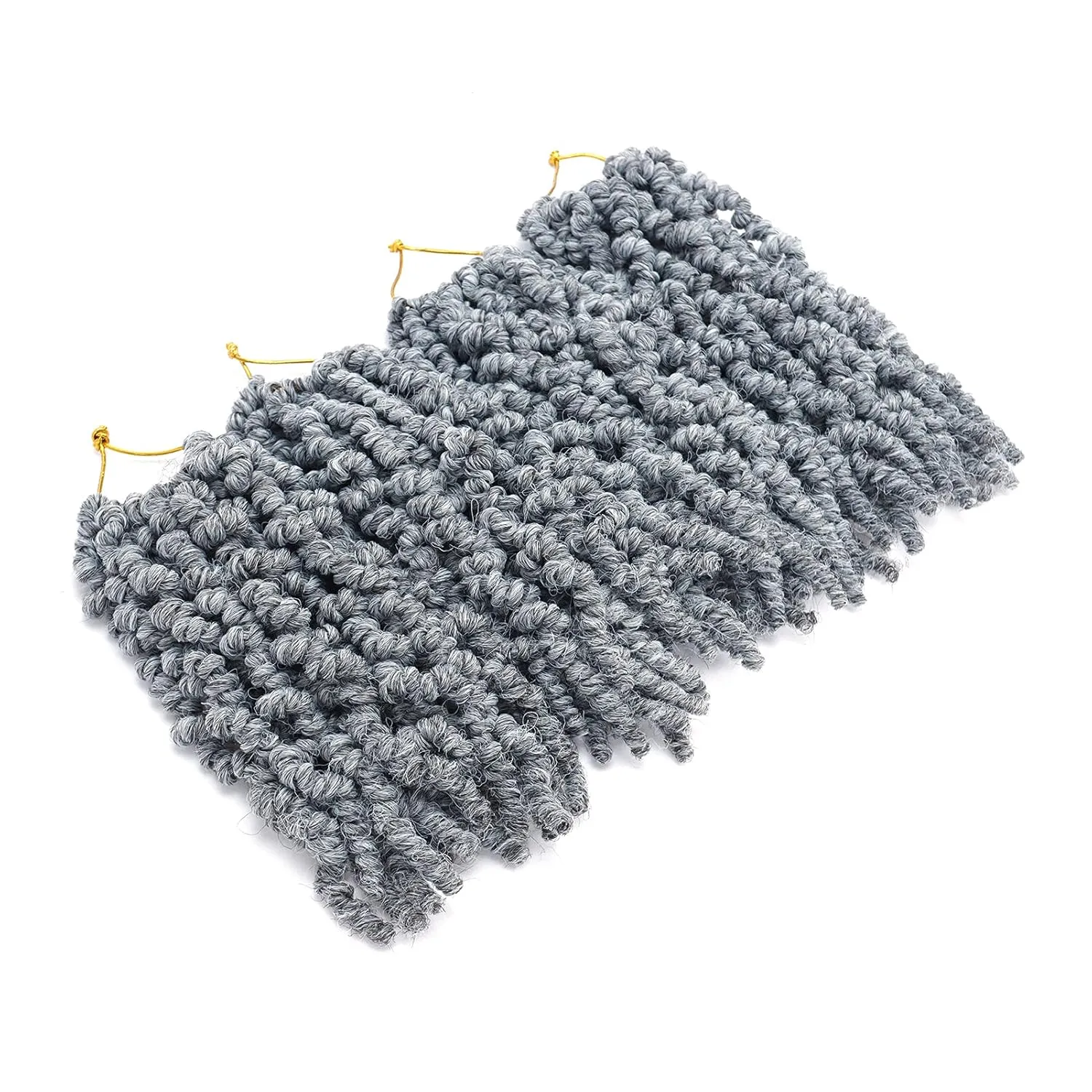 Dorsanee Pre-twisted Spring Twist Crochet Hair 8 Inch 4 Packs Short Curly Crochet Hair Pre Looped Crochet Braids Mini Passion Twists Fluffy Twist Synthetic Hair Extensions (8 Inch,Grey#)