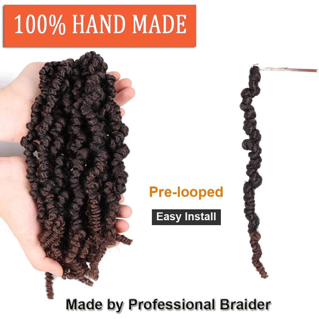 Dorsanee Pre-twisted Spring Twist Crochet Hair 8 Inch 4 Packs Short Curly Crochet Hair Pre Looped Crochet Braids Mini Passion Twists Fluffy Twist Synthetic Hair Extensions (8 Inch,T33#)