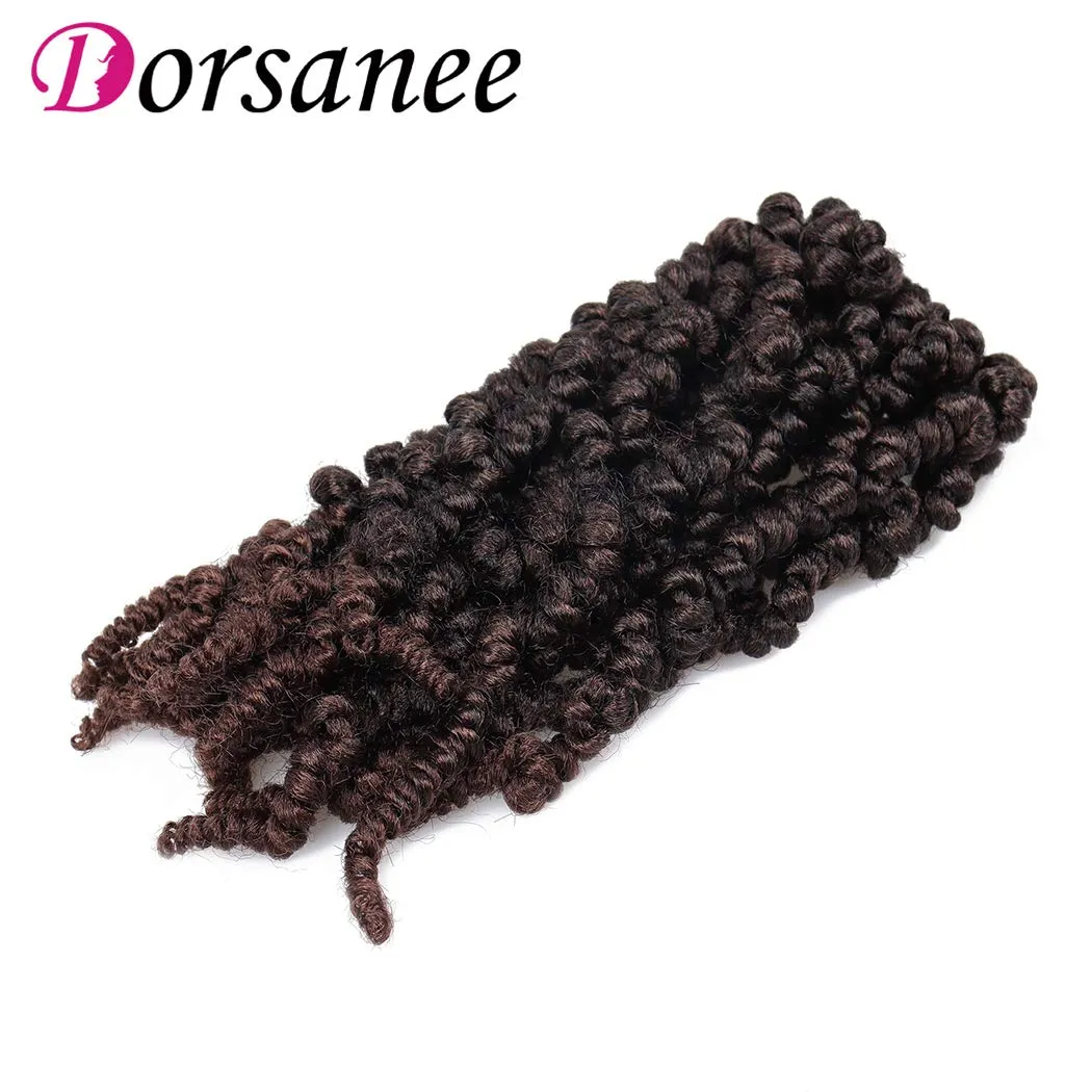 Dorsanee Pre-twisted Spring Twist Crochet Hair 8 Inch 4 Packs Short Curly Crochet Hair Pre Looped Crochet Braids Mini Passion Twists Fluffy Twist Synthetic Hair Extensions (8 Inch,T33#)