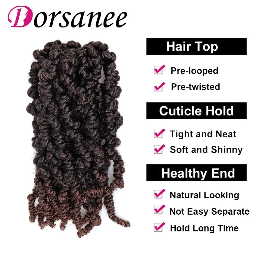 Dorsanee Pre-twisted Spring Twist Crochet Hair 8 Inch 4 Packs Short Curly Crochet Hair Pre Looped Crochet Braids Mini Passion Twists Fluffy Twist Synthetic Hair Extensions (8 Inch,T33#)
