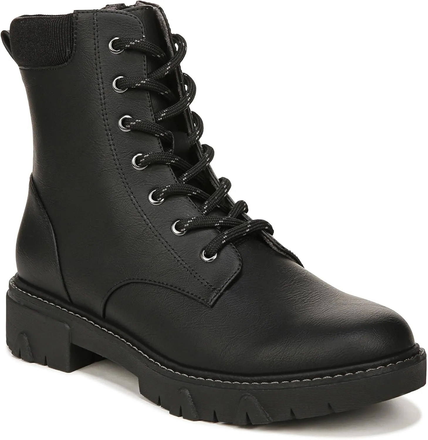 Dr. Scholl's Womens Headstart Combat Boot Black Synthetic 6 M