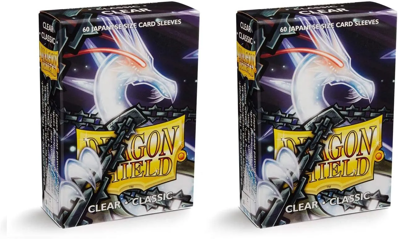 Dragon Shield Bundle: 2 Packs of 60 Count Japanese Size Mini Classic Card Sleeves - Clear