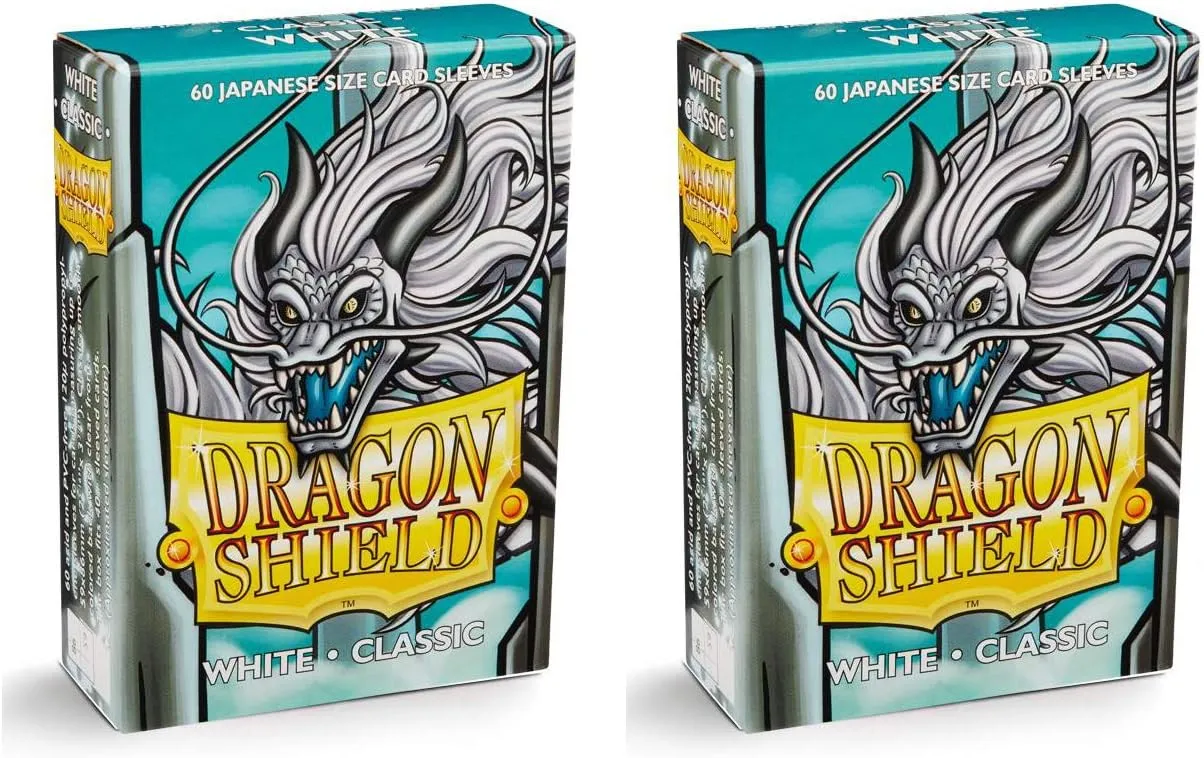 Dragon Shield Bundle: 2 Packs of 60 Count Japanese Size Mini Classic Card Sleeves - White