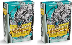 Dragon Shield Bundle: 2 Packs of 60 Count Japanese Size Mini Classic Card Sleeves - White