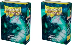 Dragon Shield Bundle: 2 Packs of 60 Count Japanese Size Mini Matte Card Sleeves - Matte Aurora, ATM11158B