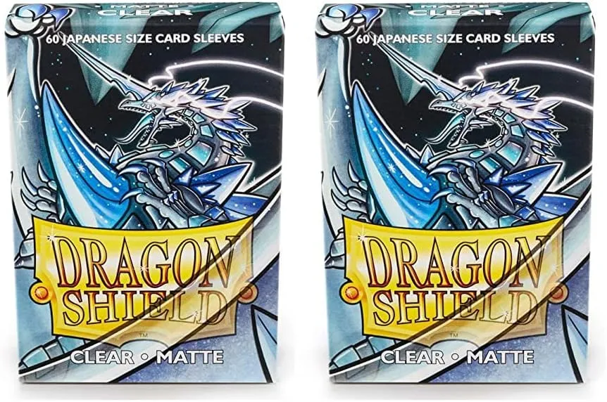 Dragon Shield Bundle: 2 Packs of 60 Count Japanese Size Mini Matte Card Sleeves - Matte Clear